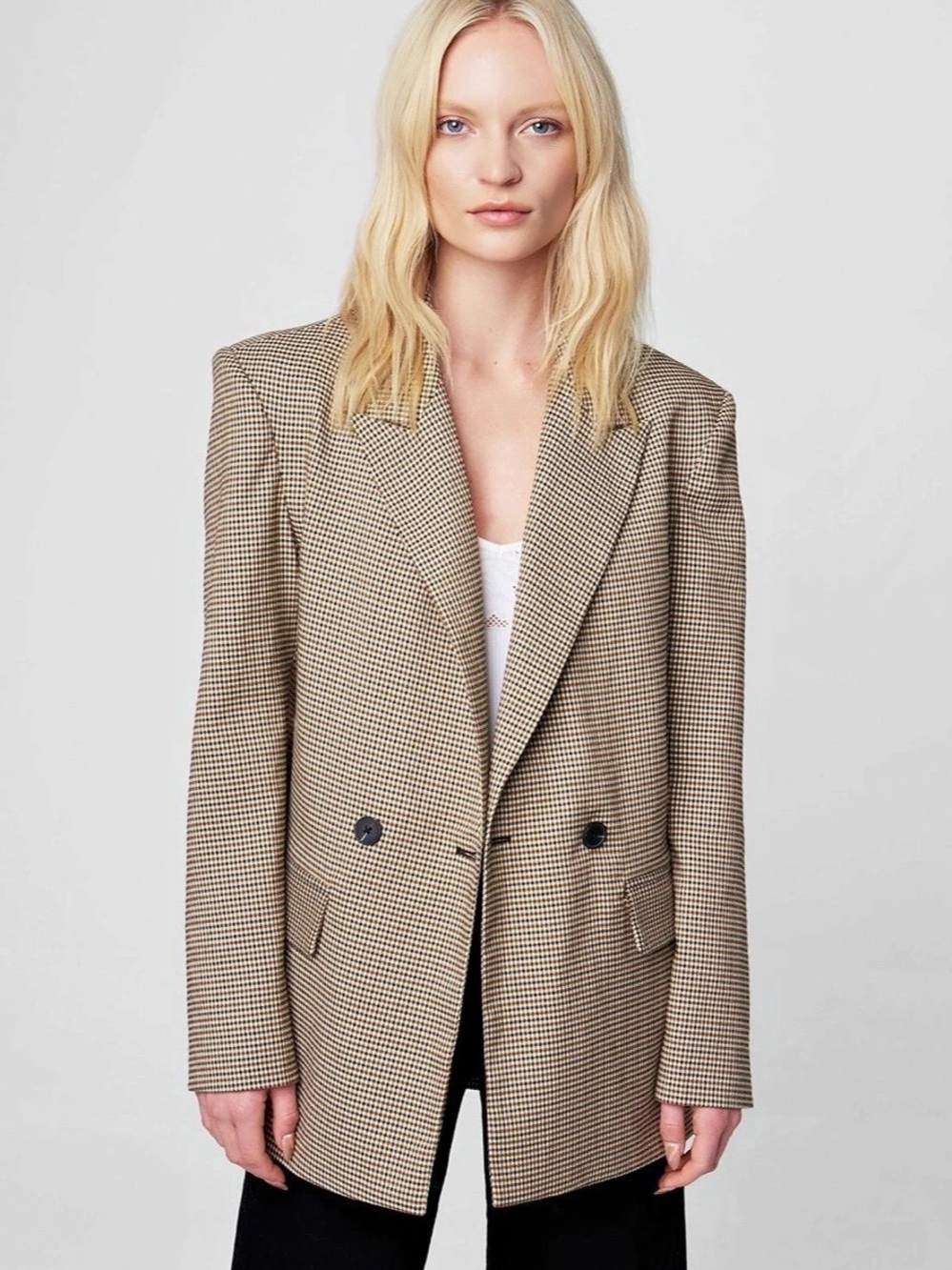 Mango Micro-Houndstooth Double-Breasted Blazer| BlankNyc Showbusiness blazer